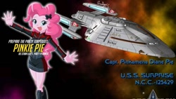 Size: 720x405 | Tagged: safe, derpibooru import, pinkie pie, equestria girls, clothes, solo, spaceship, star trek, uniform