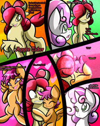 Size: 2400x3000 | Tagged: safe, artist:keytee-chan, derpibooru import, apple bloom, scootaloo, sweetie belle, yona, oc, oc:apple cider, comic:the great big fusion 3 remake, comic, cutie mark crusaders, eyes closed, fusion, high res, merging, smiling