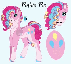 Size: 2000x1815 | Tagged: safe, artist:teonnakatztkgs, derpibooru import, pinkie pie, earth pony, pony, alternate design, bio in description, bust, female, lipstick, mare, reference sheet, simple background, solo, unshorn fetlocks