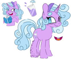 Size: 1280x1062 | Tagged: safe, artist:maximumpiracy, derpibooru import, oc, oc only, pony, base used, book, female, heterochromia, magical lesbian spawn, mare, offspring, parent:pinkie pie, parent:trixie, simple background, smiling, transparent background