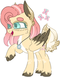 Size: 1154x1469 | Tagged: safe, artist:maximumpiracy, derpibooru import, fluttershy, deer, deer pony, original species, pony, base used, cloven hooves, deerified, jewelry, necklace, simple background, smiling, species swap, transparent background