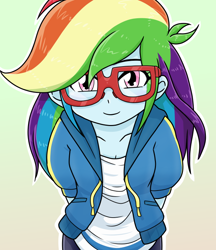 Size: 640x740 | Tagged: safe, artist:batipin, derpibooru import, rainbow dash, equestria girls, arm behind back, cute, dashabetes, glasses, looking at you, solo