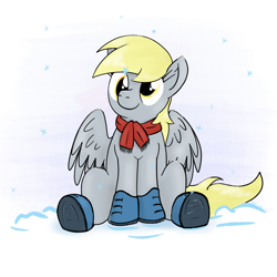 Size: 1512x1512 | Tagged: safe, artist:eel's stuff, derpibooru import, derpy hooves, pegasus, pony, clothes, cute, derpabetes, gloves, scarf, smiling, snow, snowfall, solo