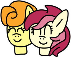 Size: 980x800 | Tagged: safe, artist:jadeharmony, derpibooru import, carrot top, golden harvest, roseluck, earth pony, pony, bust, carrotluck, cute, duo, eyes closed, female, lesbian, mare, shipping, simple background, transparent background