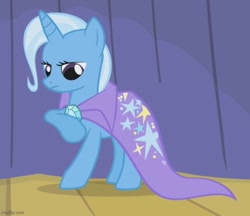 Size: 647x558 | Tagged: safe, derpibooru import, screencap, trixie, boast busters, brooch, cape, clothes, cropped, jewelry, trixie's brooch, trixie's cape