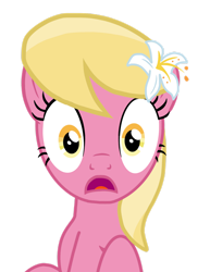 Size: 1280x1656 | Tagged: safe, artist:onebigbarbarian, derpibooru import, lily, lily valley, earth pony, pony, female, flower, flower in hair, mare, open mouth, simple background, solo, transparent background