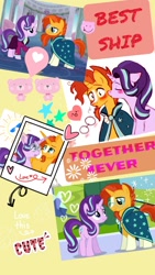 Size: 1044x1856 | Tagged: safe, artist:decokelow, derpibooru import, edit, edited screencap, screencap, starlight glimmer, sunburst, pony, unicorn, book:friendship scrapbook, collage, designs, fanart, female, male, photo, scrapbook, shipping, starburst, straight