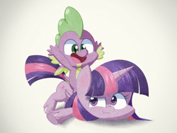 Size: 2224x1668 | Tagged: safe, artist:pitybug, derpibooru import, spike, twilight sparkle, twilight sparkle (alicorn), alicorn, dragon, pony, my little pony: pony life, cute, dragons riding ponies, female, happy, male, mare, open mouth, open smile, raised arms, riding, smiling, spikabetes, spike riding twilight, twilight sparkle is not amused, unamused, winged spike, wings