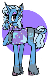 Size: 1280x1990 | Tagged: safe, artist:kitsumidori, derpibooru import, trixie, abstract background, alternate design, alternate universe, clothes, cloven hooves, ear piercing, earring, jewelry, leonine tail, piercing, simple background, tail, transparent background, unshorn fetlocks