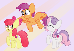 Size: 1675x1158 | Tagged: safe, artist:sugarcloud12, derpibooru import, apple bloom, scootaloo, sweetie belle, pony, cutie mark crusaders, older