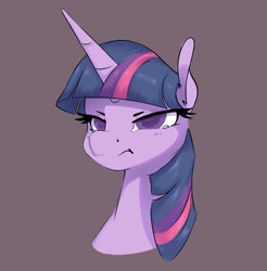 Size: 2178x2217 | Tagged: safe, artist:aquaticvibes, derpibooru import, twilight sparkle, pony, bust, female, horn, mare, simple background, solo, teary eyes