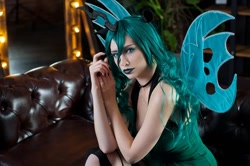 Size: 1080x717 | Tagged: safe, derpibooru import, queen chrysalis, human, bare shoulders, clothes, cosplay, costume, irl, irl human, photo, sleeveless, solo