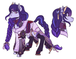 Size: 3300x2600 | Tagged: safe, artist:kikirdcz, derpibooru import, earth pony, pony, clothes, commission, female, genshin impact, mare, ponified, raiden shogun (genshin impact), simple background, solo, transparent background