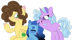 Size: 1280x705 | Tagged: safe, artist:maximumpiracy, derpibooru import, oc, oc only, pegasus, pony, unicorn, base used, hair over one eye, heterochromia, horn, magical lesbian spawn, offspring, parent:cheese sandwich, parent:pinkie pie, parent:trixie, parents:cheesepie, parents:trixiepie, pegasus oc, raised hoof, raised leg, simple background, transparent background, unicorn oc, wings