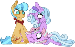 Size: 1280x804 | Tagged: safe, artist:maximumpiracy, derpibooru import, oc, oc only, earth pony, pony, unicorn, base used, earth pony oc, freckles, horn, magical lesbian spawn, neckerchief, offspring, parent:apple brown betty, parent:fluttershy, parent:pinkie pie, parent:starlight glimmer, parent:sunshower, parent:trixie, parents:trixiepie, simple background, transparent background, unicorn oc