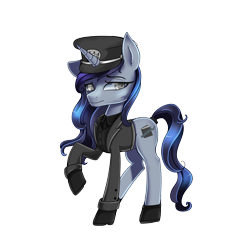 Size: 3000x3300 | Tagged: safe, artist:opal_radiance, derpibooru import, oc, oc only, pony, unicorn, clothes, hat, horn, raised hoof, raised leg, simple background, solo, transparent background, unicorn oc