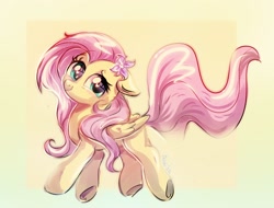 Size: 1824x1386 | Tagged: safe, artist:avui, derpibooru import, fluttershy, pegasus, cute, daaaaaaaaaaaw, flower, flower in hair, shyabetes, solo