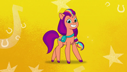 Size: 1280x720 | Tagged: safe, derpibooru import, screencap, sunny starscout, earth pony, pony, my little pony: tell your tale, 2d, bean mouth, female, mare, solo