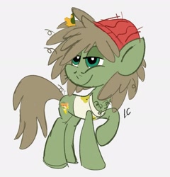 Size: 1831x1908 | Tagged: safe, artist:ladictadora, derpibooru import, dishwater slog, earth pony, pony, my little pony: pony life, the best of the worst, beanie, food, g4.5 to g4, hat, male, pizza, stallion