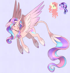 Size: 1280x1328 | Tagged: safe, artist:wanderingpegasus, derpibooru import, fluttershy, starlight glimmer, oc, alicorn, pony, alicorn oc, curved horn, fusion, horn, leonine tail, solo, tail, wings