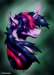 Size: 1580x2192 | Tagged: safe, artist:thebenalpha, derpibooru import, twilight sparkle, alicorn, bust, ear fluff, ears, portrait, simple background