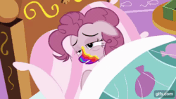 Size: 640x360 | Tagged: safe, derpibooru import, screencap, pinkie pie, rainbow dash, earth pony, pegasus, pony, 28 pranks later, season 6, animated, bed, betrayal, betrayed, blanket, cookie zombie, duo, ears, female, floppy ears, gif, gifs.com, hypocrisy, mare, open mouth, pillow, sugarcube corner