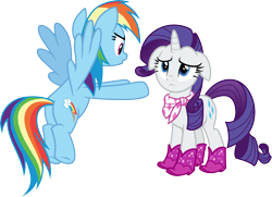 Size: 4143x3000 | Tagged: safe, artist:cloudyglow, derpibooru import, rainbow dash, rarity, the end in friend, .ai available, butt, ears, floppy ears, rainbutt dash, simple background, transparent background, vector