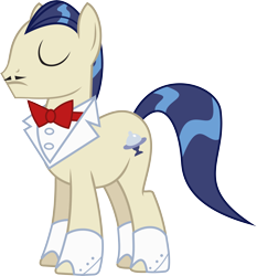 Size: 6583x7062 | Tagged: safe, artist:wissle, derpibooru import, horte cuisine, savoir fare, earth pony, absurd resolution, bowtie, clothes, eyes closed, facial hair, male, moustache, simple background, solo, stallion, transparent background, vector, waiter