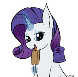 Size: 1199x1188 | Tagged: safe, artist:wapamario63, rarity, pony, unicorn, bedroom eyes, bust, female, looking at you, magic, magic aura, mare, popsicle, portrait, simple background, solo, telekinesis, tongue, tongue out, transparent background