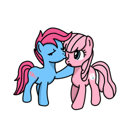 Size: 768x768 | Tagged: safe, artist:danielthebrony57, derpibooru import, baby cuddles, baby tiddlywinks, earth pony, pony, g1, g4, :o, baby, baby ponies, baby pony, baby tiddlybetes, cuddlebetes, cuddlewinks, cute, duo, eyes closed, female, filly, foal, g1 to g4, generation leap, kissing, lesbian, o, o mouth, one eye closed, open mouth, shipping, simple background, that was fast, transparent background