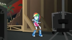 Size: 1284x720 | Tagged: safe, derpibooru import, screencap, rainbow dash, equestria girls, movie magic, spoiler:eqg specials, boots, clothes, female, shoes, skirt, solo