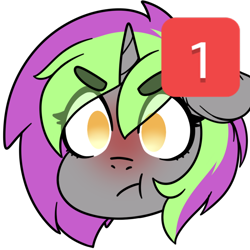 Size: 700x700 | Tagged: safe, artist:cottonsweets, derpibooru import, oc, oc only, oc:frenzy nuke, pony, unicorn, angry, discord ping, simple background, solo, transparent background