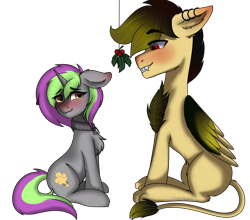 Size: 2500x2200 | Tagged: safe, artist:cottonsweets, derpibooru import, oc, oc only, oc:frenzy nuke, pony, unicorn, chest fluff, collar, mistletoe, oc name needed, simple background, transparent background