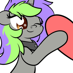 Size: 1920x1920 | Tagged: artist needed, safe, derpibooru import, oc, oc only, oc:frenzy nuke, pony, unicorn, collar, heart, simple background, solo, transparent background