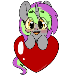 Size: 700x700 | Tagged: safe, artist:cottonsweets, derpibooru import, oc, oc only, oc:frenzy nuke, pony, unicorn, collar, emoji, happy, heart, simple background, solo, transparent background