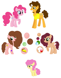 Size: 1039x1318 | Tagged: safe, artist:mlplpstoycustoms, derpibooru import, cheese sandwich, li'l cheese, pinkie pie, oc, earth pony, pony, the last problem, base used, cheesepie, color palette, family, female, male, offspring, parent:cheese sandwich, parent:pinkie pie, parents:cheesepie, shipping, simple background, straight, white background
