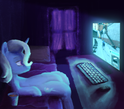 Size: 2000x1750 | Tagged: safe, artist:zvuki, derpibooru import, trixie, mouse, pony, unicorn, /mlp/, /mlp/ tf2 general, computer, cup noodles, female, keyboard, mare, team fortress 2, window