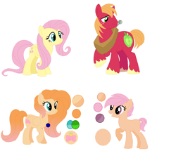 Size: 1166x1004 | Tagged: safe, artist:mlplpstoycustoms, derpibooru import, big macintosh, fluttershy, oc, earth pony, pegasus, pony, base used, color palette, family, female, fluttermac, male, offspring, parent:big macintosh, parent:fluttershy, parents:fluttermac, shipping, simple background, straight, white background