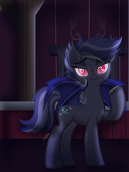 Size: 4427x5895 | Tagged: safe, artist:lincolnbrewsterfan, derpibooru import, oc, oc:night watch, bat pony, harvesting memories, my little pony: the movie, spoiler:harvesting memories, .svg available, 100, barn, bat ears, bat eyes, bat wings, beautiful, beautiful eyes, bedroom eyes, blue mane, blue tail, colored wings, cute, cute little fangs, eye, fangs, female, flourish, glowing, glowing eyes, grin, heart, heart hoof, highlights, indoors, inkscape, lidded eyes, looking at you, mare, milestone, movie accurate, nc-tv signature, night, pink eyes, raised hoof, raised leg, shading, shadow, signature, simple background, slit eyes, smiling, smiling at you, spread wings, stall, striped mane, striped tail, svg, tail, two toned mane, two toned tail, two toned wings, underhoof, vector, window, wings, wood