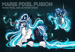 Size: 3560x2480 | Tagged: safe, artist:inspiredpixels, derpibooru import, oc, oc:marie pixel, oc:summer stars, pony, unicorn, female, fusion, mare, solo