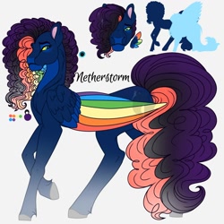 Size: 2000x2000 | Tagged: safe, artist:teonnakatztkgs, derpibooru import, oc, oc only, pony, bust, colored wings, interspecies offspring, multicolored wings, offspring, parent:discord, parent:rainbow dash, parents:discodash, rainbow wings, story included, wings