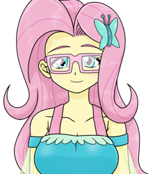 Size: 640x740 | Tagged: safe, alternate version, artist:batipin, derpibooru import, fluttershy, equestria girls, cute, glasses, looking at you, shyabetes, simple background, transparent background