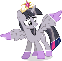 Size: 3635x3622 | Tagged: safe, artist:drewdini, artist:wardex101, derpibooru import, edit, twilight sparkle, twilight sparkle (alicorn), alicorn, pony, princess twilight sparkle (episode), big crown thingy, discorded, discorded twilight, element of magic, female, high res, jewelry, mare, regalia, simple background, solo, transparent background, twilight tragedy, vector