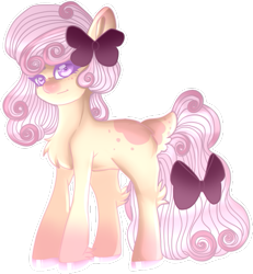 Size: 489x529 | Tagged: safe, artist:sakimiaji, derpibooru import, oc, oc only, oc:sugar petal, hybrid, bow, hair bow, simple background, solo, tail, tail bow, transparent background