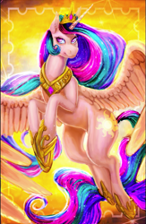 Size: 553x849 | Tagged: safe, artist:may-li128, derpibooru import, princess celestia, alicorn, pony, female, solo, spread wings, wings