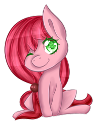 Size: 689x883 | Tagged: safe, artist:kittenburger3, derpibooru import, oc, oc only, oc:tangerine, earth pony, pony, earth pony oc, female, one eye closed, simple background, sitting, solo, transparent background, wink