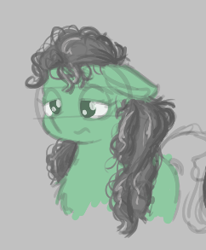 Size: 242x293 | Tagged: safe, ponerpics import, oc, oc:anon filly, earth pony, pony, aggie.io, female, filly, foal, frown, lowres, mare, messy mane, simple background