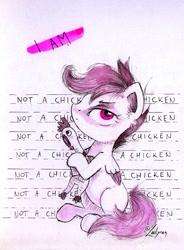 Size: 881x1200 | Tagged: safe, artist:lailyren, derpibooru import, scootaloo, pegasus, pony, scootachicken, solo