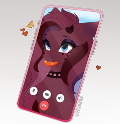 Size: 2032x2100 | Tagged: safe, artist:2pandita, derpibooru import, oc, earth pony, pony, bust, cellphone, female, mare, mouth hold, phone, portrait, solo