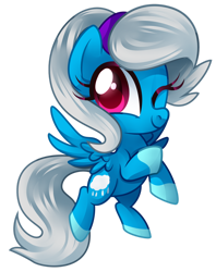 Size: 1024x1294 | Tagged: safe, artist:xnightmelody, derpibooru import, oc, oc only, pegasus, pony, chibi, female, one eye closed, pegasus oc, simple background, solo, transparent background, wink